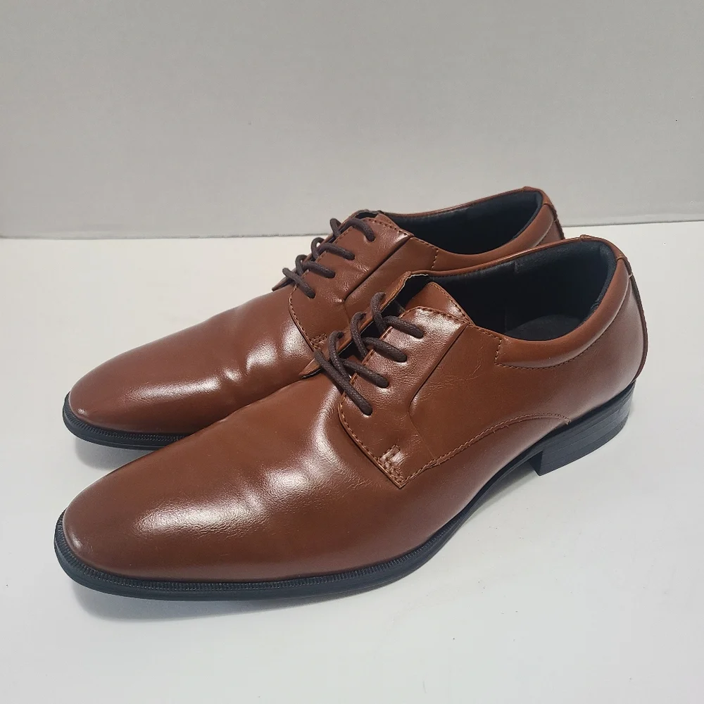 Alfani Andrew Classic Dark Tan Leather Men's‎ Dress Shoes Size 8.5
